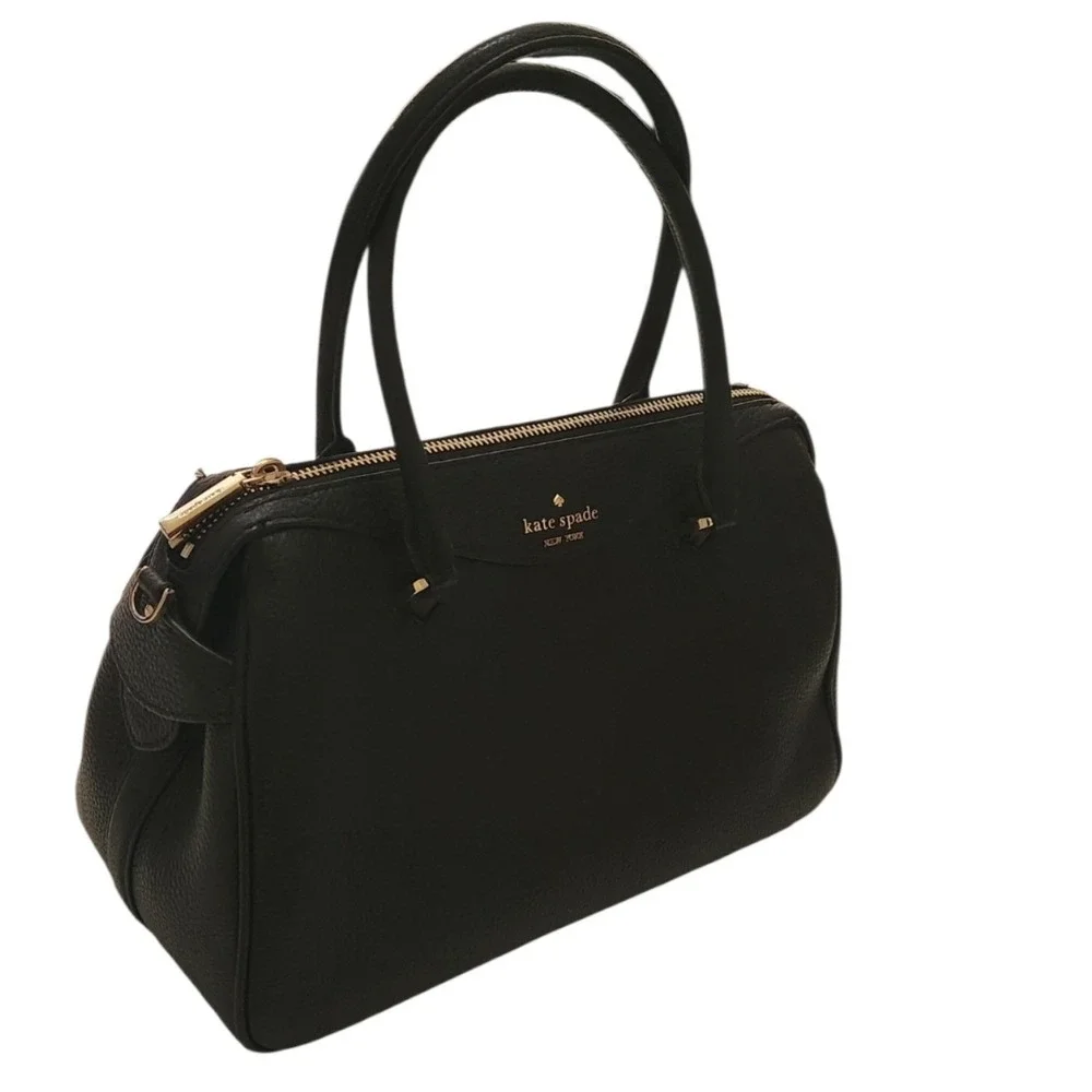 Kate Spade New York Black Pebbled Leather Satchel Gold Hardware Handbag Mimi
